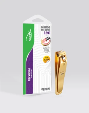Bấm móng tay inox Kềm Nghĩa mạ vàng 24K lưỡi cong loại lớn B.999