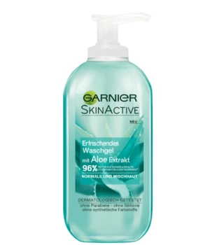 Sữa rửa mặt Garnier Skin Active Erfrischendes Waschgel Aloe Extrakt cho da thường và hỗn hợp, 200 ml