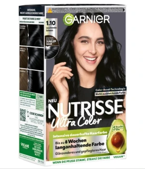 Thuốc nhuộm tóc Garnier Nutrisse 1.10 Leuchtendes Schwarz - màu đen tự nhiên, 1 hộp