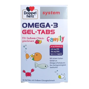 Viên nhai Doppelherz OMEGA-3 Family bổ sung DHA, EPA cho trẻ em và người lớn, 60 viên