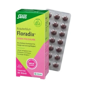 Viên sắt hữu cơ Floradix Eisen Folsäure bổ sung sắt và axit folic, 84 viên