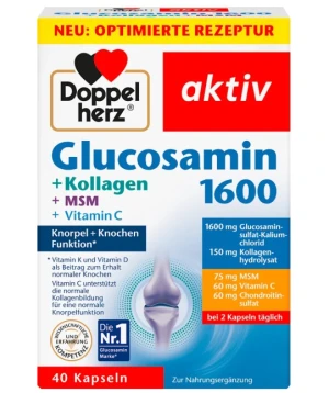 Viên uống bổ sụn khớp Doppelherz Glucosamin 1600 + Kollagen + MSM + Vitamin C, 40 viên