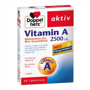 Viên uống bổ sung Vitamin A 2500 I.E. Doppelherz aktiv, 30 viên