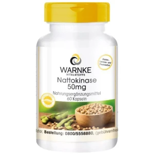 Viên uống WARNKE Nattokinase 50mg phòng ngừa tai biến, đột quỵ, 60 viên