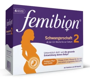 Vitamin tổng hợp cho bà bầu FEMIBION 2 Schwangerschaft - cho bà bầu từ tuần 13, dùng trong 4 tuần (2x28 viên)