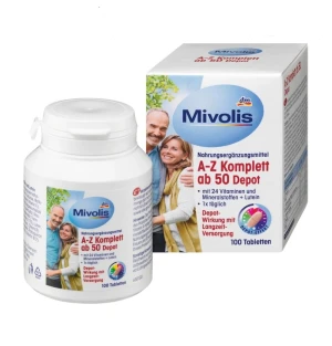 Vitamin tổng hợp Mivolis A-Z Depot ab50 cho người trên 50 tuổi, 100 viên
