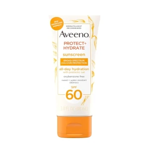 Kem chống nắng Aveeno Protect Hydrate Moisturizing Body Sunscreen Lotion, SPF 60 Broad Spectrum & Prebiotic Oat, Oil-, Oxybenzone- & Paraben-Free, Water & Sweat Resistant, Non-Greasy