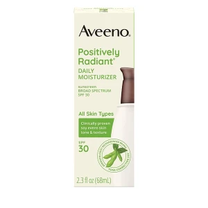 Kem dưỡng ẩm làm trắng da Aveeno Positively Radiant Daily Facial Moisturizer with Total Soy Complex and Broad Spectrum SPF 30 Sunscreen