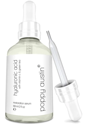 Serum dưỡng ẩm Poppy Austin Best Pure Hyaluronic Acid with Vitamin C, Green Tea, Vitamin E & Organic Jojoba Oil 60ml