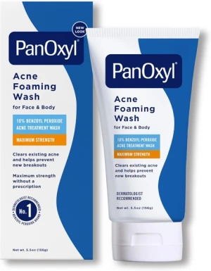 Sữa rửa mặt kháng khuẩn cho da dầu mụn PanOxyl Acne Foaming Wash Benzoyl Peroxide 10% Maximum Strength Antimicrobial 156g