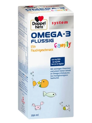 Siro OMEGA 3 Flussig Family Bổ Sung EPA, DHA & Vitamin Cho Trẻ Em Và Người Lớn, 250ml