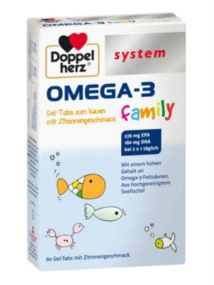 Viên Nhai Doppelherz System OMEGA 3 Family, 60 Viên