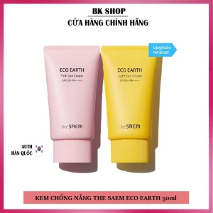 Hàn Quốc Kem chống nắng The Saem Eco Earth Power Light Pink Sun Cream (Vàng Hồng) 50ml dành cho mọi loại da
