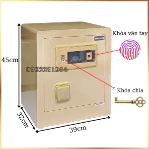 Két sắt mini cỡ nhỏ vân tay AifeiBao HK-MD-45BL màu vàng chanh