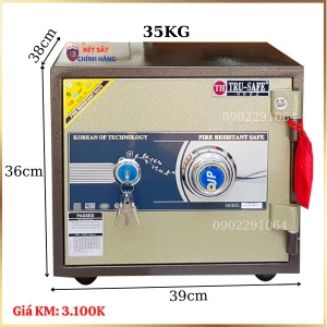 Két sắt mini Hàn Quốc Trusafe HQ38DM khóa cơ đổi mã