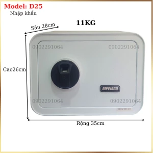 Két sắt mini vân tay nhỏ nhất màu trắng Aifeibao HK-M-D25II