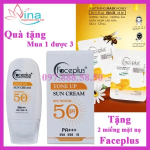 Kem chống nắng nâng tone Faceplus Tone Up Sun Cream SPF 50 PA 50gr (Mua 1 tặng 2 miếng mặt nạ Faceplus )