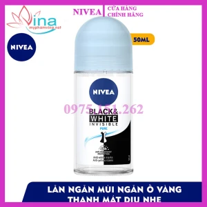 Lăn Khử Mùi Nivea Black & White Ngăn Vệt Ố Vàng 50ml (nữ)