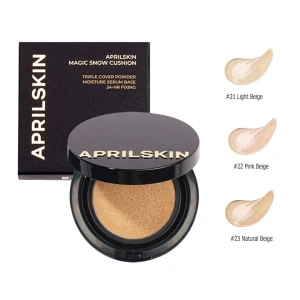 Phấn Nước April Skin Black Magic Snow Cushion SPF 50 / PA - 23 (Natural Beige): cho tông da trắng tự nhiên