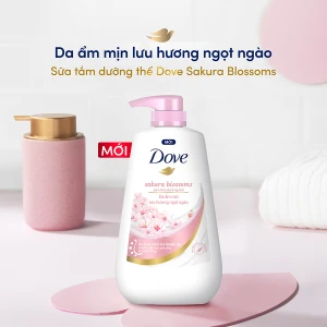 Sữa Tắm Dưỡng Thể Dove Sakura Blossoms - Chiết Xuất Hoa Anh Đào & Muối Hồng 500ml