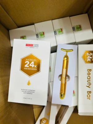 Tinh Chất Dưỡng Da TheraLady Australian 24k Pure Gold Ampoule 100ml Tặng Kèm 1 Thanh Lăn Massage Mặt