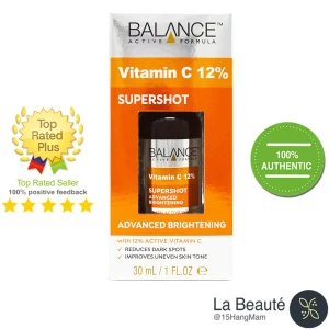 Balance Vitamin C BOOSTER 12% SUPERSHOT Advanced Brightening - Serum Làm Sáng, Đều Màu Da, Mờ Thâm Nám 30ml