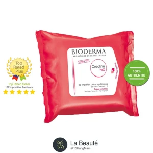 Bioderma Crealine H2O - 25 Dermatological Wipes - Khăn Tẩy Trang Chuyên Dụng Cho Mắt Môi Date 9/2020
