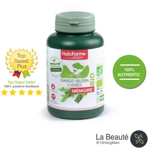 Nat&Form Ginkgo Biloba Memoire Bio - Viên Bổ Não, Cải Thiện Trí Nhớ Lọ 200 Viên