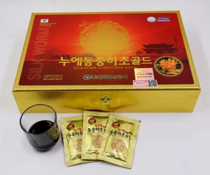 Nước Đông Trùng Hạ Thảo GOLD KING Hàn Quốc Hộp Gỗ Vàng 60 Gói