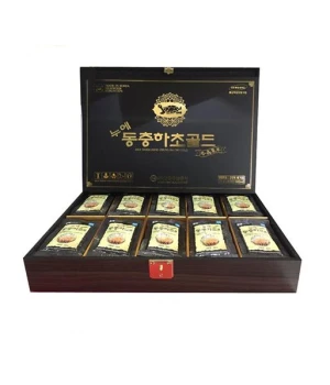 Nước Đông Trùng Hạ Thảo KANGWHA Hàn Quốc hộp gỗ đen 60 gói * 30ml (Silk Worm Dong Chung Ha Cho GOLD)