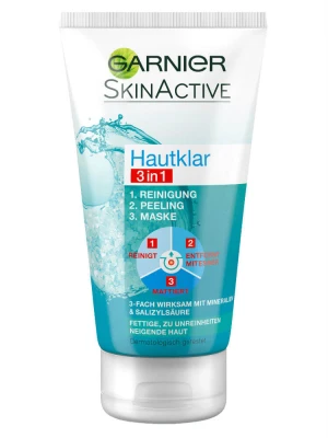 Sữa Rửa Mặt Garnier Skinactive Hautklar 3in1 Dành Cho Da Mụn & Bị Nhờn màu xanh