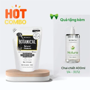 Dầu gội thảo mộc Botanical Biorica non silicon 400ml - Tặng kèm chai chiết 400ml (Từ 1/4 đến 31/12/25)