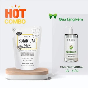Dầu xả thảo mộc Botanical Biorica non silicon 400ml - Tặng kèm chai chiết 400ml (Từ 1/4 đến 31/12/25)