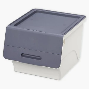 Hộp đựng nắp gập, lật 3 nấc Sanka Nhật Bản 38.5x46x31cm (M) - Tím xanh