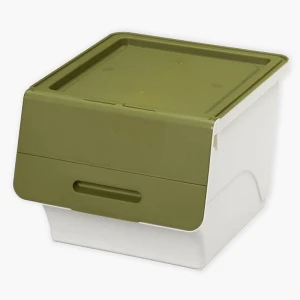 Hộp đựng nắp gập, lật 3 nấc Sanka Nhật Bản 38.5x46x31cm (M) - Xanh rêu