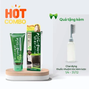 Kem nhuộm phủ bạc Nhật Bản tảo Rishiri 200g-Nâu sẫm-Tặng Chai đựng thuốc nhuộm kèm lược