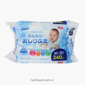 Khăn ướt cho bé, xuất xứ Nhật Bản dưỡng mềm da 80 tờ x 3 gói