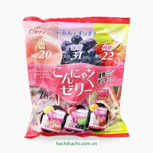 Thạch Konnyaku Aguri mix vị nho đào táo 288g (16g x 18 cái) - Hachi Hachi Japan Shop