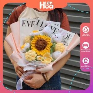 Bó hoa hướng dương móc len size to giá rẻ nhất 2024