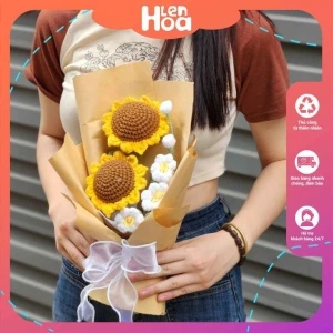 Bó hoa len mini hướng dương handmade giá rẻ số 1