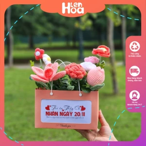 Giỏ hoa len quà tặng giáo viên 20/11 đẹp độc đáo sang trọng
