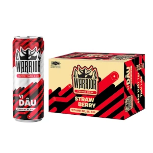 Thùng Nước tăng lực có gas Warrior dâu lon 24 lon x 325 ml