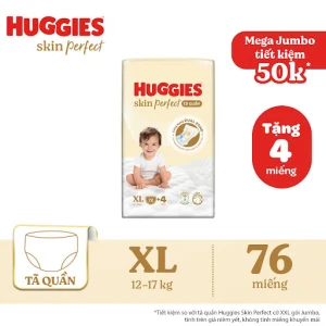 Tã-bỉm quần Huggies Skin Perfect Mega Jumbo size XL 72 4 miếng với 2 vùng thấm giảm kích ứng da