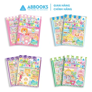Sách - Sticker Baby Three - Chăm việc nhà, Lớp học mẫu giáo, Ngày cuối tuần, Siêu thị vui vẻ