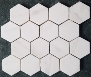 Đá Mosaic Hex Lục Giác Màu Trắng 352x293mm