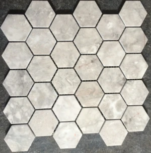Đá Mosaic Hex Lục Giác Màu Vân Bạc 303x304mm