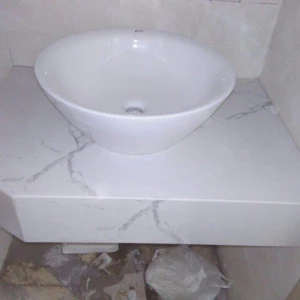 Mặt Bàn Đá Lavabo Trắng vân mây