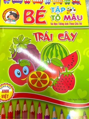 Bé tập tô màu và học tiếng anh theo chủ đề trái cây