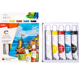 Màu bột Gouache dạng tuýp Deli EC11 - 5 màu (5 x 12ml)