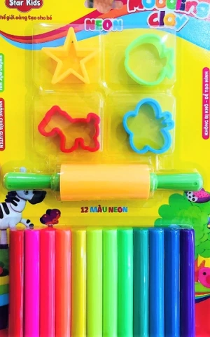 Sáp nặn Neon Star kids 150g (12 màu và 5 dụng cụ)